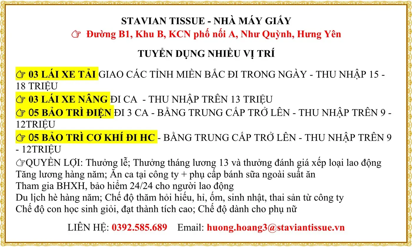 TUYỂN 03 LÁI XE TẢI, 03 LÁI XE NÂNG 