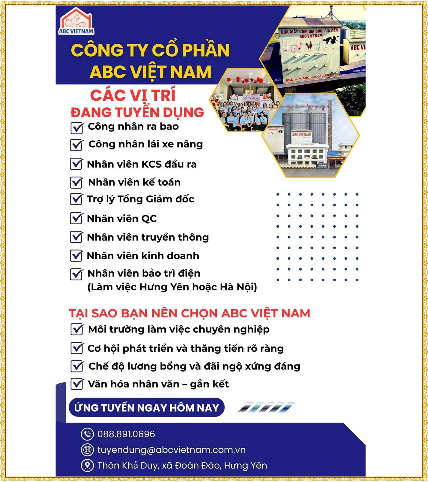 Tuyển công nhân, trợ lí giám đốc