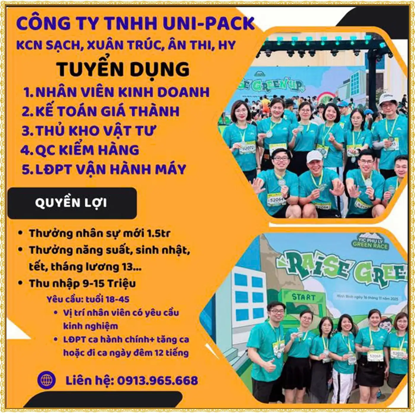 Tuyển nhân viên kinh doanh, kế toán vật tư tại Hưng Yên