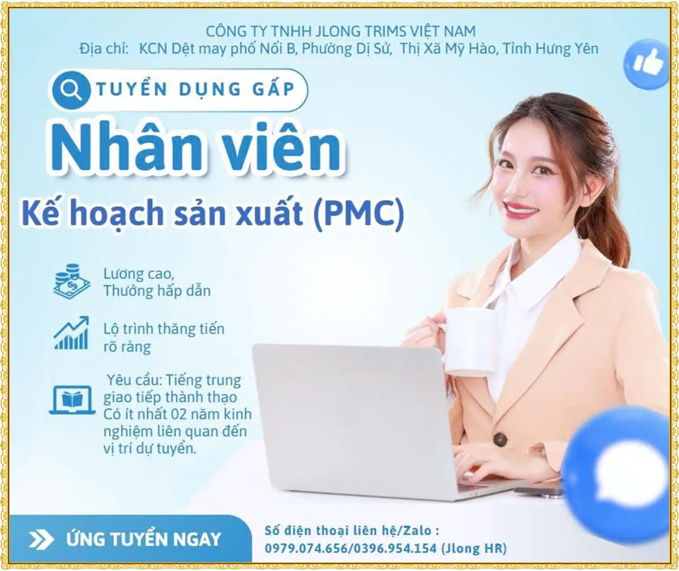 Tuyển nhân viên kế hoạch sản xuất tại Hưng Yên
