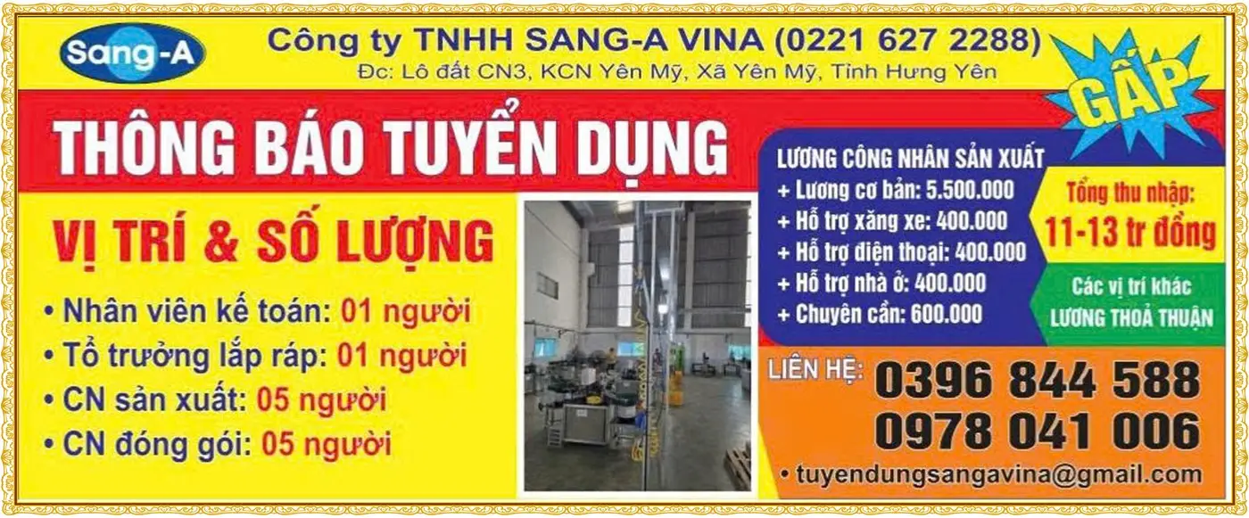 Hưng yên tuyển công nhân, kế toán