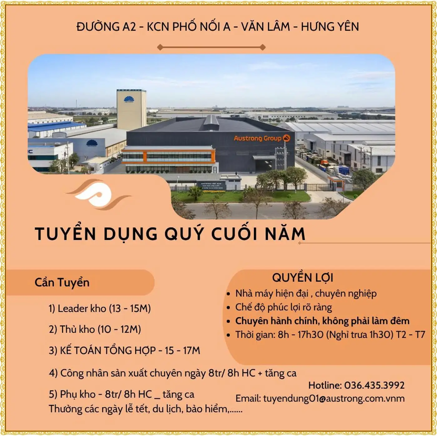 Hưng yên tuyển thủ kho và kế toán tổng hợp